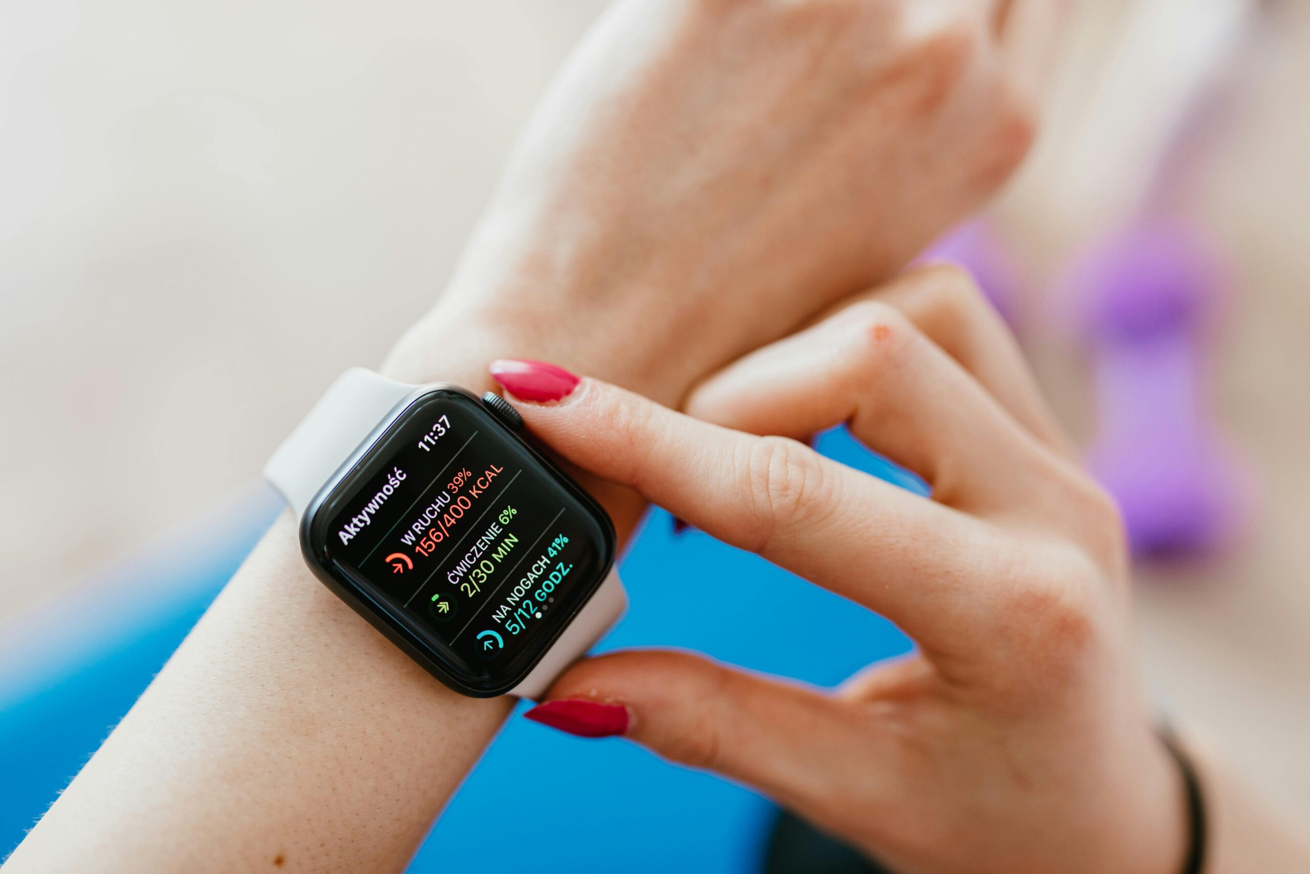 Checking fitness stats on a smart watch
